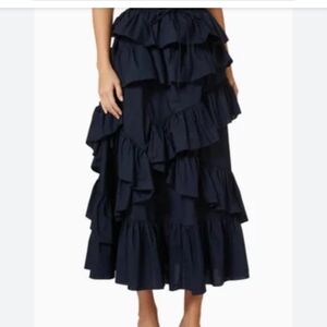 Ulla Johnson Navy Ruffle Skirt